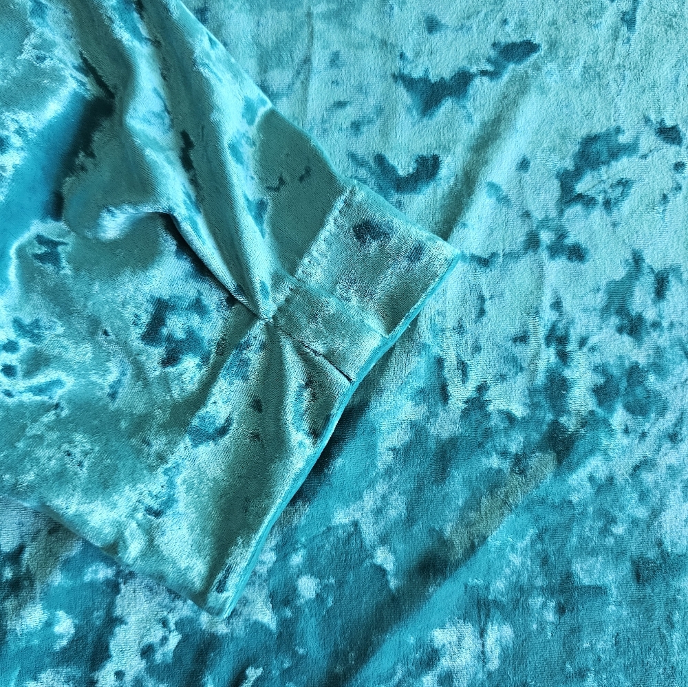 J. Jill 2X Crushed Velvet Top Teal Blue Holiday Blouse Luxe Stretch Velvet - Picture 6 of 14